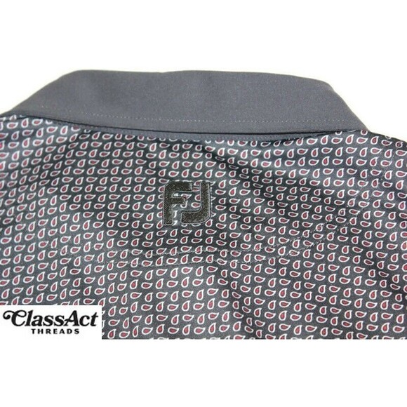 FOOTJOY FJ Blue Geo Metric Short Sleeve Logo Golf Polo Shirt Men's XL - Picture 3 of 9